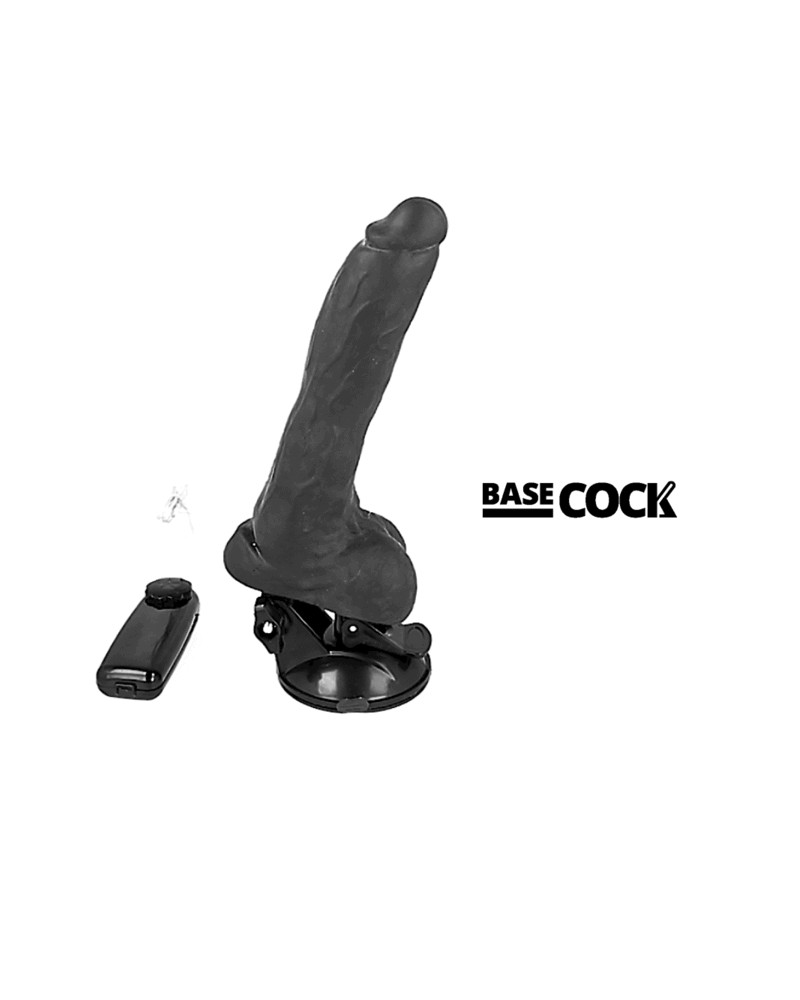 BASECOCK - VIBRATORE REALISTICO TELECOMANDO NERO CON TESTICOLI 20 CM -O- 4 CM NEGRO TALLA 1