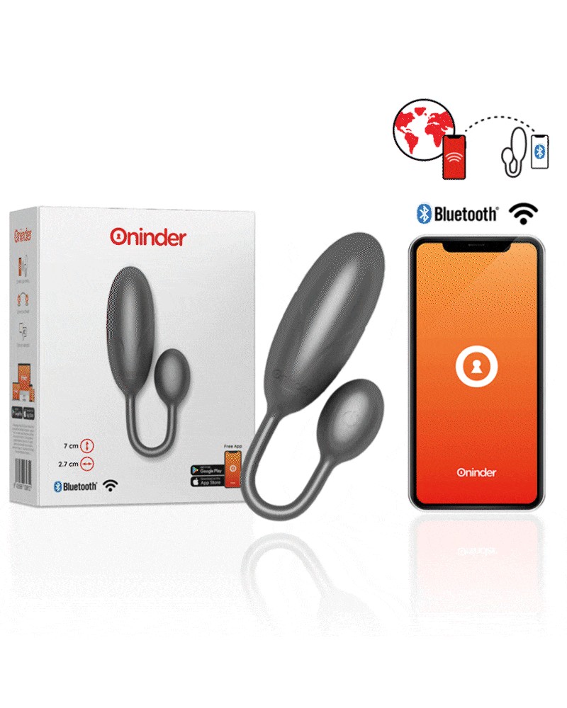ONINDER - UOVO VIBRANTE DENVER NERO 7 X 2,7 CM APP. GRATUITA NEGRO TALLA 1