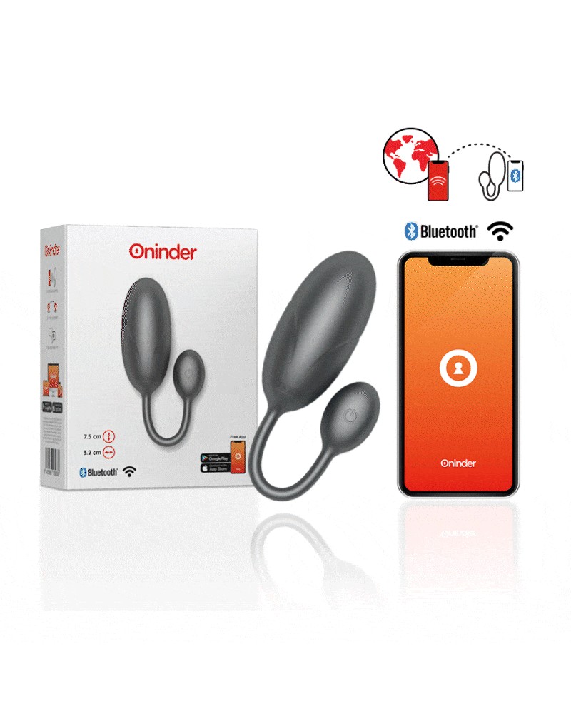 ONINDER - UOVO VIBRANTE TOKYO NERO 7,5 X 3,2 CM APP GRATUITA NEGRO TALLA 1