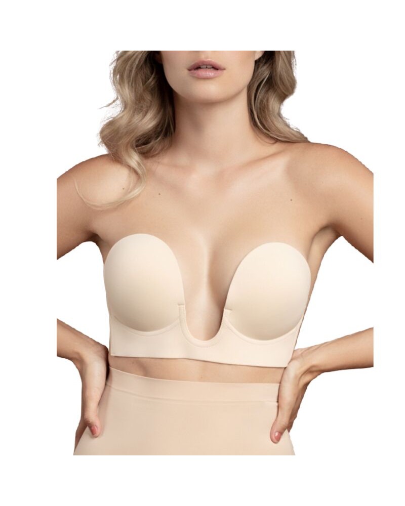 BYE-BRA - REGGISENO SENZA MANIGLIE EN U BEIGE COPPA E NATURAL SIZE D