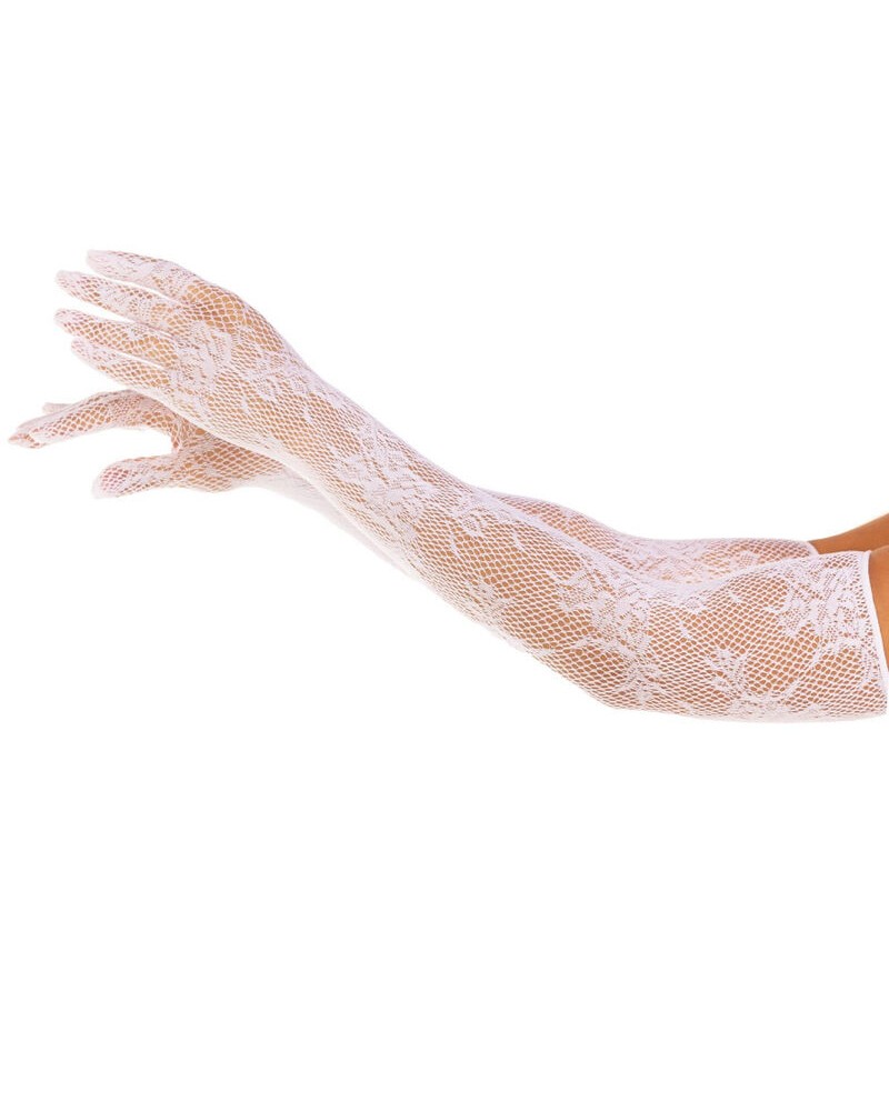 LEG AVENUE - GUANTI FLOREALI ROSSI BIANCHI BLANCO ONE SIZE