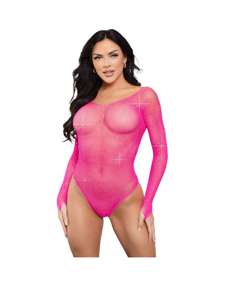 LEG AVENUE - BODY MANICA LUNGA CRISTALLIZZATO FUCSIA FUCSIA ONE SIZE