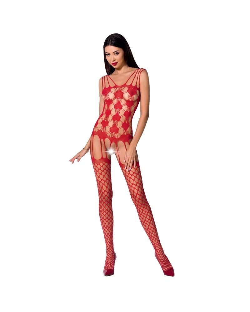 PASSION - DONNA BS067 BODYSTOCKING BIANCO TAGLIA UNICA ROJO ONE SIZE