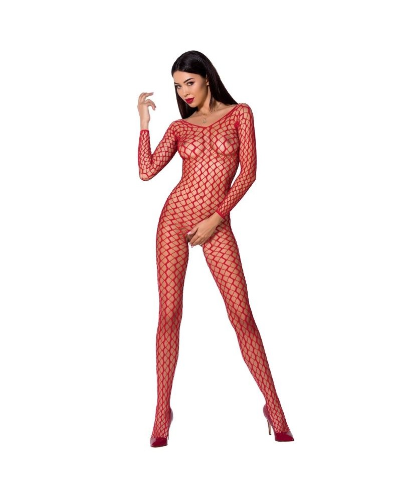 PASSION - WOMAN BS068 BODYSTOCKING ROSSO TAGLIA UNICA ROJO ONE SIZE