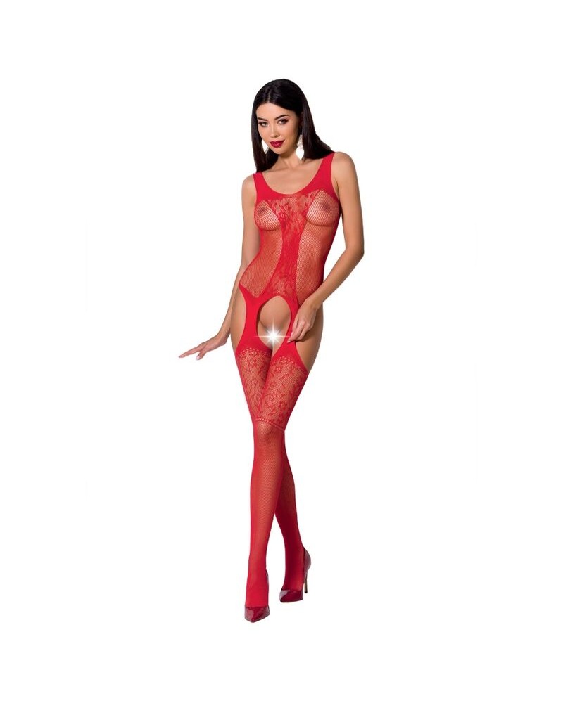 PASSION - WOMAN BS072 BODYSTOCKING TAGLIA UNICA ROSSO ROJO ONE SIZE