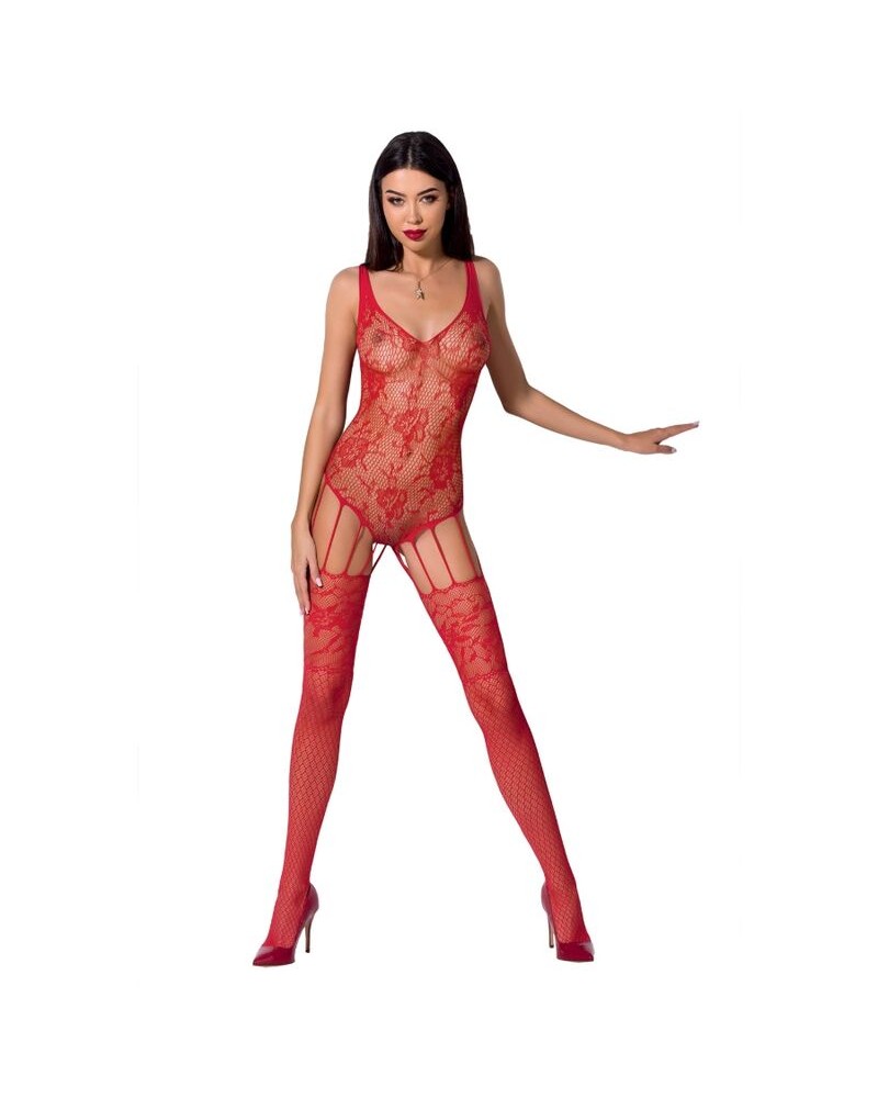PASSION - WOMAN BS074 BODYSTOCKING TAGLIA UNICA ROSSO ROJO ONE SIZE