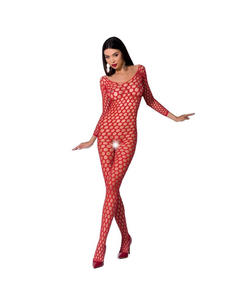 PASSION - DONNA BS077 BODYSTOCKING TAGLIA UNICA BIANCO ROJO ONE SIZE