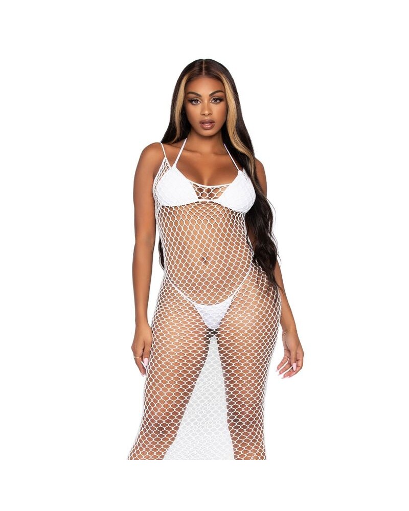LEG AVENUE - MAXI ABITO IN RETE TWIST TAGLIA UNICA BIANCO BLANCO ONE SIZE