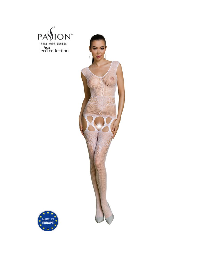 PASSION - COLLEZIONE ECO BODYSTOCKING ECO BS014 BIANCO BLANCO ONE SIZE