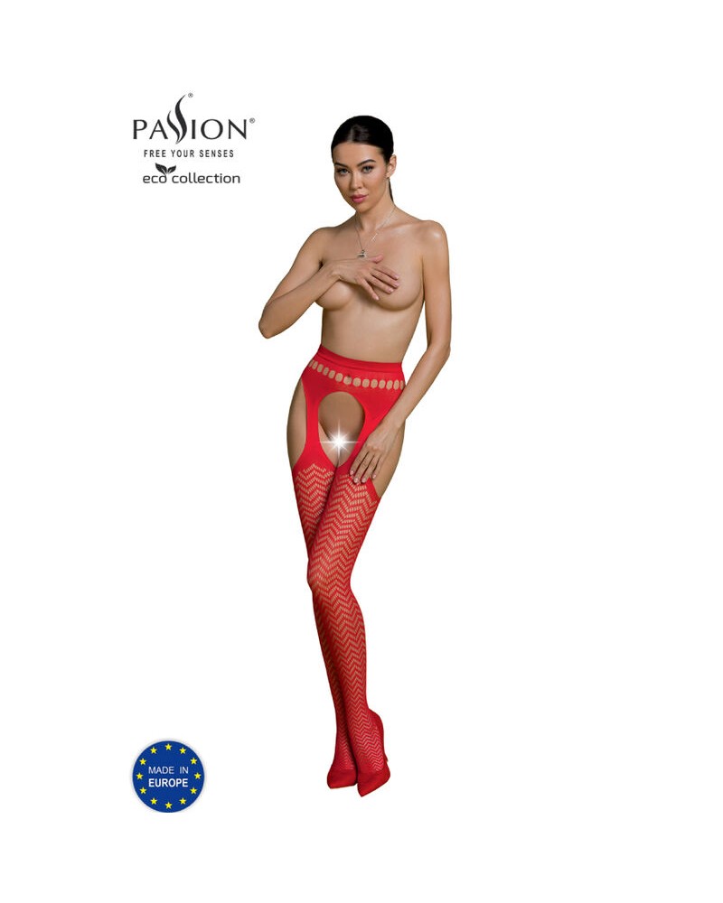 PASSION - COLLEZIONE ECO BODYSTOCKING ECO S002 BIANCO ROJO ONE SIZE