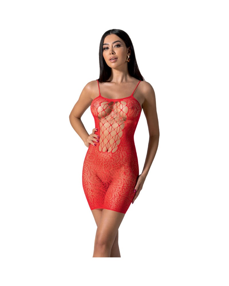PASSION - BS096 BODYSTOCKING BIANCO TAGLIA UNICA ROJO TALLA 1