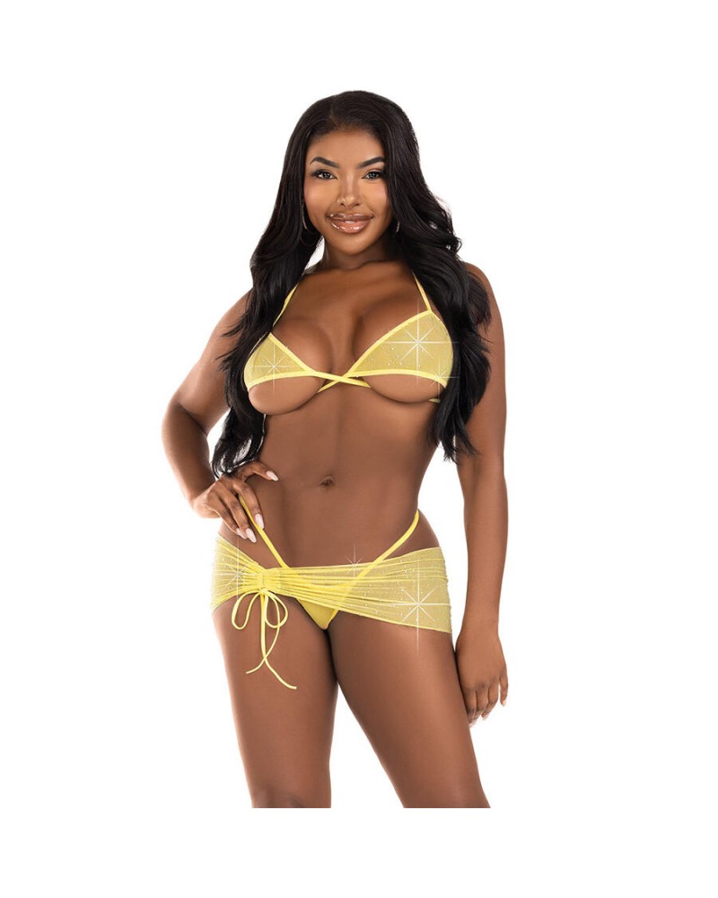 LEG AVENUE - SET TRE PEZZI DIAMANTI BLU M/L AMARILLO S/M