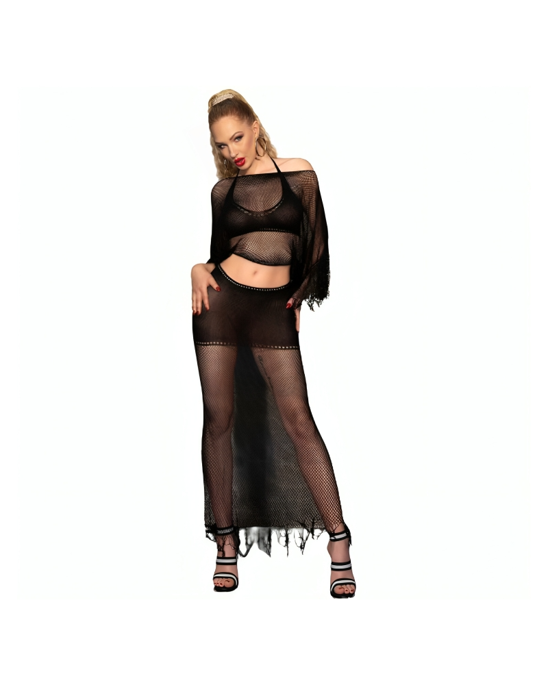 CHILIROSE - CR 4666 TOP E GONNA NERO S/M NEGRO S/M