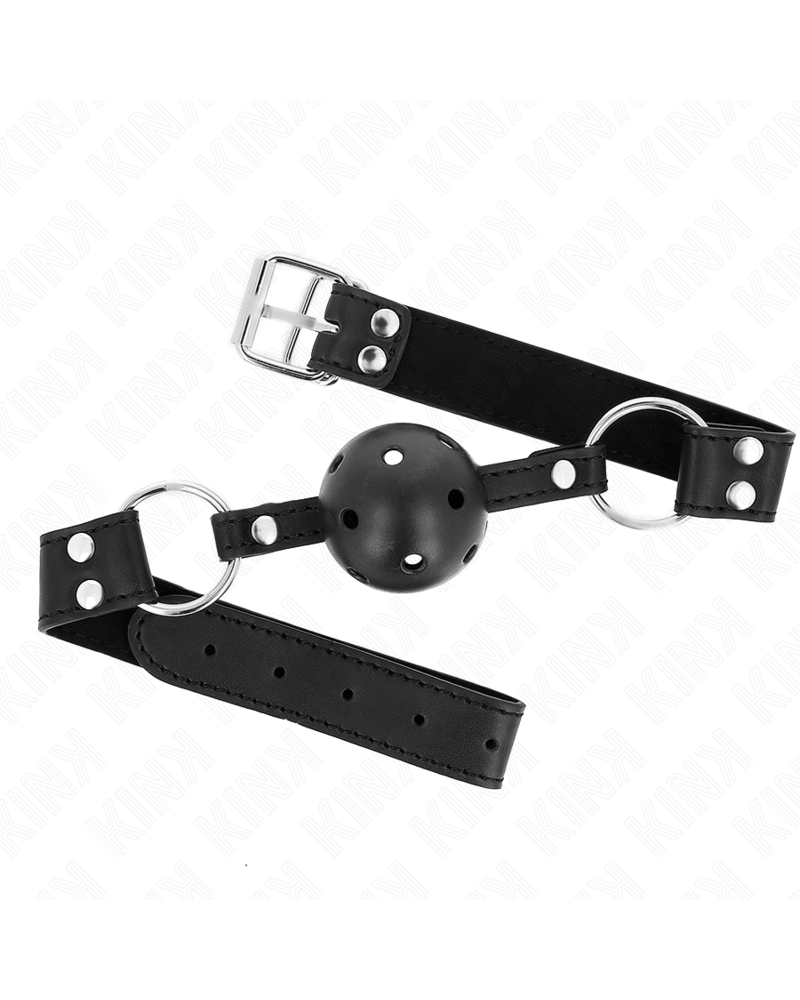 KINK - BAVAGLIO SFERA TRASPIRANTE 4 CM CON DOPPIO RIVETTO MODELLO 1 NERO 62,5 x 2,5 CM REGOLABILE 42-58 CM