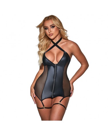 SUBBLIME - 954451 ABITO SEXY IN RETE PELLE NERO L/XL