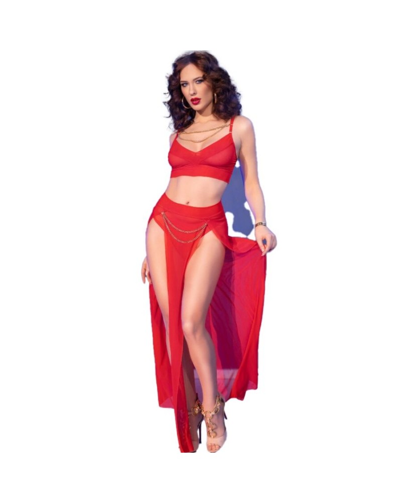 CHILIROSE - CR 4850 SET TOP E LEGGINGS ROSSI CON ACCESSORI DORATI S L