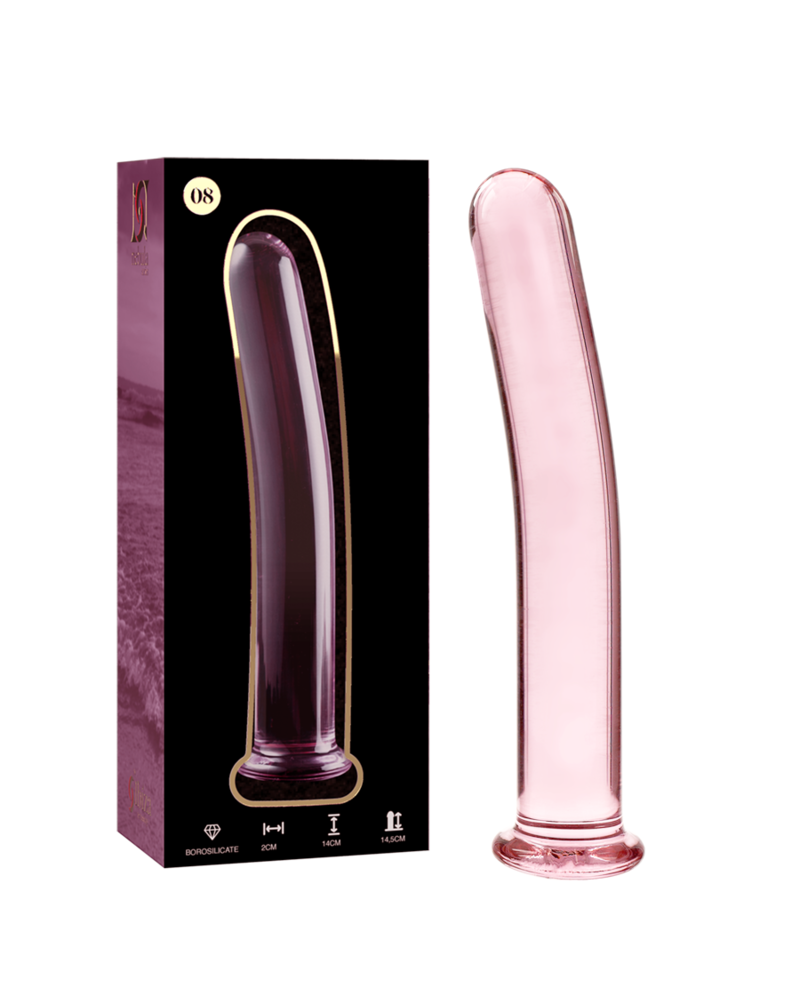 NEBULA SERIES BY IBIZA - MODELLO 8 DILDO IN VETRO BOROSILICATO TRASPARENTE 14.5 CM -O- 2 CM ROSA TALLA 1