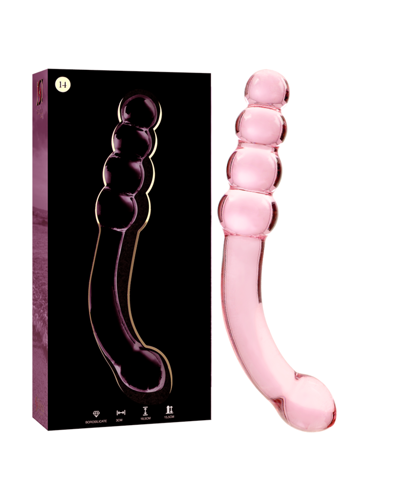 NEBULA SERIES BY IBIZA - MODELLO 14 DILDO IN VETRO BOROSILICATO TRASPARENTE 18.5 CM -O- 3 CM ROSA TALLA 1
