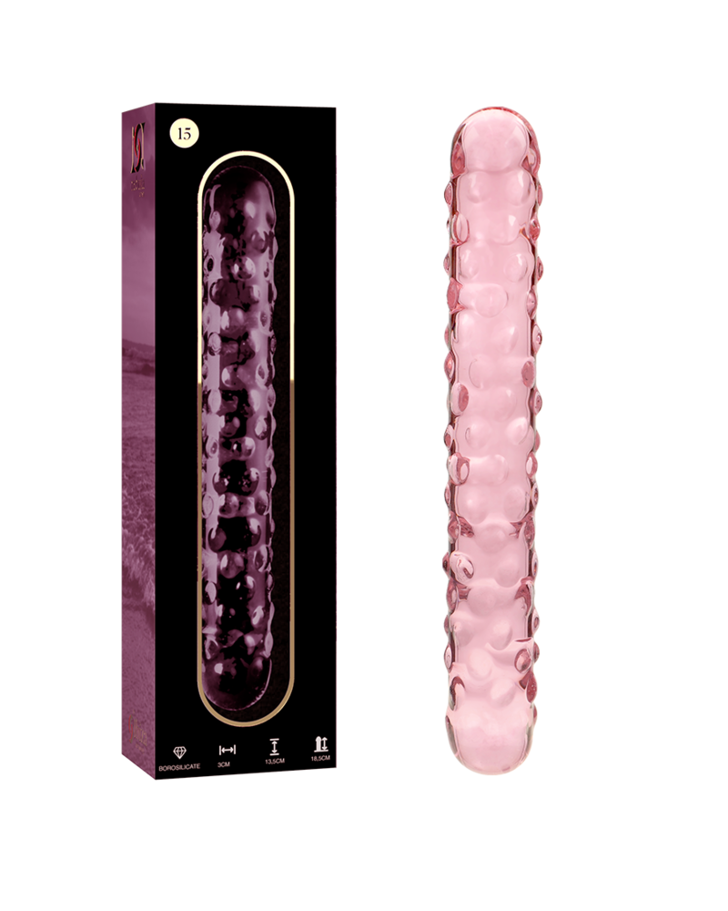 NEBULA SERIES BY IBIZA - MODELLO 15 DILDO IN VETRO BOROSILICATO TRASPARENTE 18.5 CM -O- 3 CM ROSA TALLA 1
