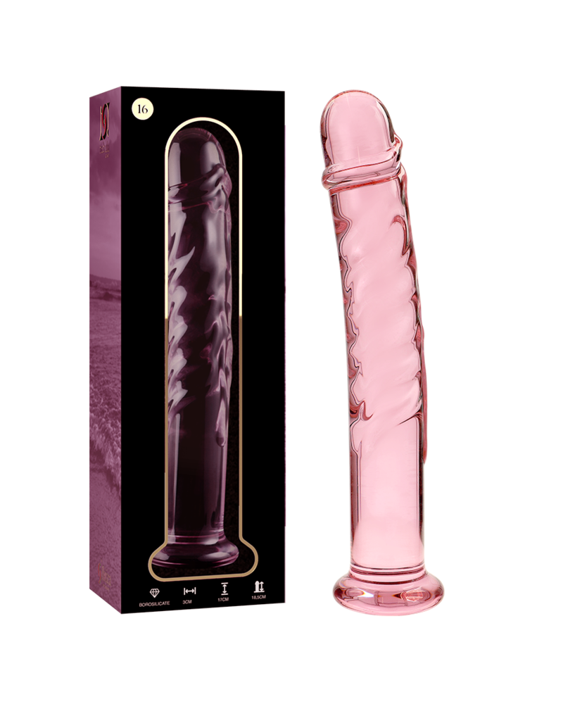 NEBULA SERIES BY IBIZA - MODELLO 16 DILDO IN VETRO BOROSILICATO TRASPARENTE 18.5 CM -O- 3 CM ROSA TALLA 1