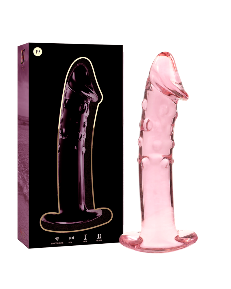 NEBULA SERIES BY IBIZA - MODELLO 19 DILDO IN VETRO BOROSILICATO TRASPARENTE 18.5 CM -O- 4 CM ROSA TALLA 1