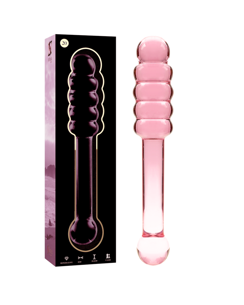 NEBULA SERIES BY IBIZA - MODELLO 20 DILDO IN VETRO BOROSILICATO TRASPARENTE 20.5 CM -O- 3 CM ROSA TALLA 1
