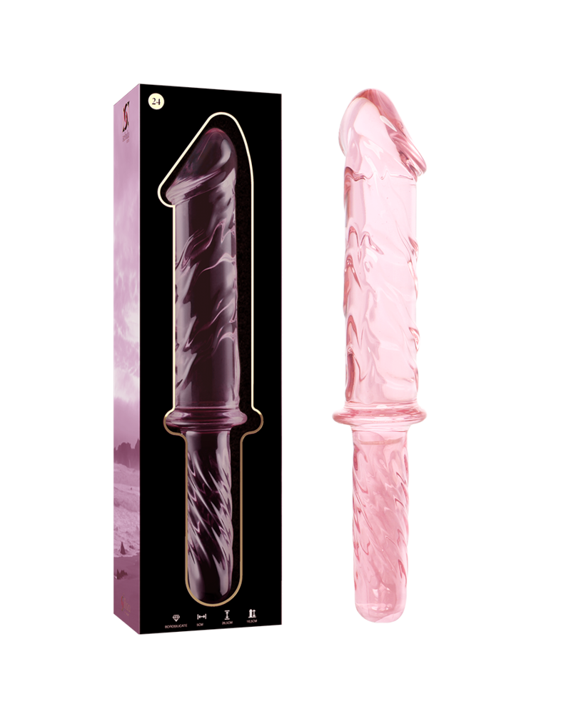 NEBULA SERIES BY IBIZA - MODELLO 24 DILDO IN VETRO BOROSILICATO TRASPARENTE 28.5 CM -O- 5 CM ROSA TALLA 1