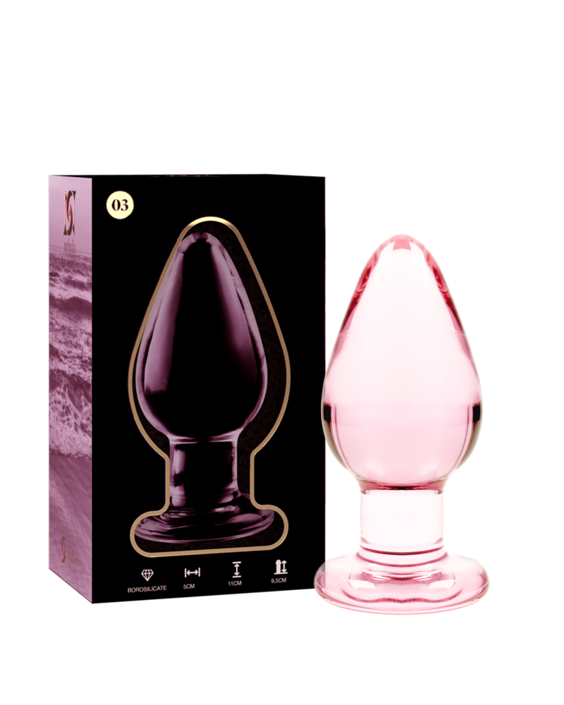 NEBULA SERIES BY IBIZA - MODELLO 3 PLUG ANALE VETRO BOROSILICATO TRASPARENTE 11 CM -O- 5 CM ROSA TALLA 1