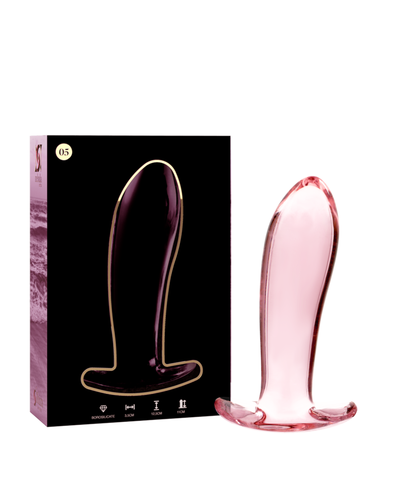 NEBULA SERIES BY IBIZA - MODELLO 5 PLUG ANALE VETRO BOROSILICATO TRASPARENTE 12.5 CM -O- 3.5 CM ROSA TALLA 1