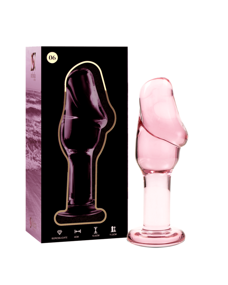 NEBULA SERIES BY IBIZA - MODELLO 6 PLUG ANALE VETRO BOROSILICATO TRASPARENTE 12.5 CM -O- 4 CM ROSA TALLA 1