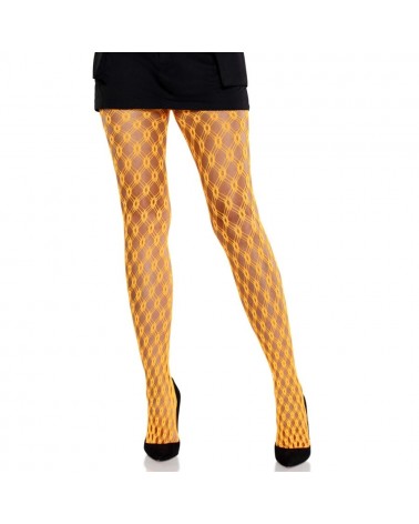 LEG AVENUE - COLLANT IN PIZZO CON OCCHIELLI NEON ARANCIONE