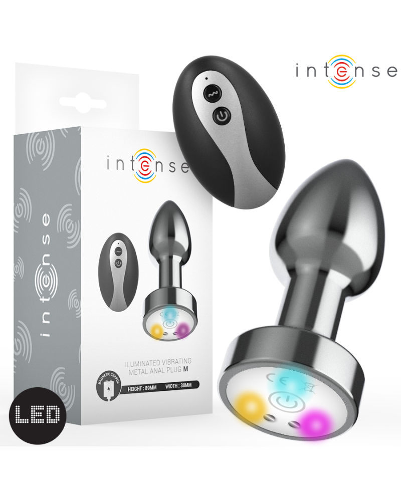 INTENSE - PLUG ANALE VIBRANTE IN METALLO CON LUCI LED E TELECOMANDO - TAGLIA M