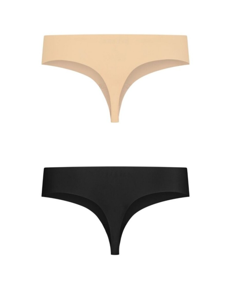 BYE-BRA - PACK 2 TANGAS INVISIBLES BEIGE Y NEGRO TALLA S M