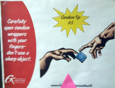 La creazione di Adamo promuove i condom