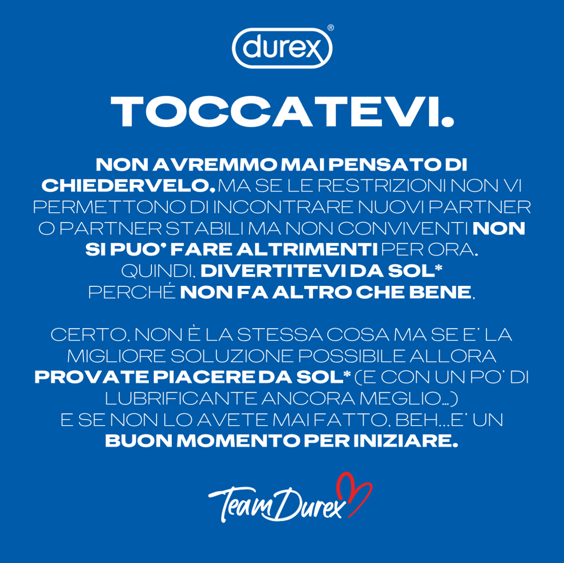 Toccatevi: la campagna durex contro il Covid19